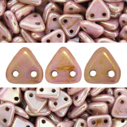 Acheter Perles 2 trous CzechMates triangle luster opaque rose gold Topaz 6mm (10g)