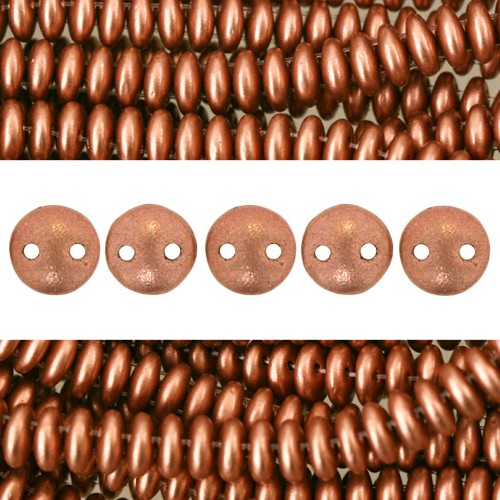 Creez Perles 2 trous CzechMates lentil Matte Metallic Copper 6mm (50)