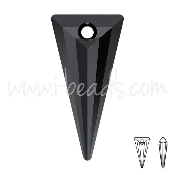 Pendentif Cristal 6480 spike jet 18mm (1) - LaMercerieDesCopines