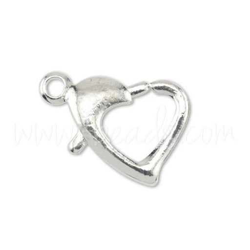 Creez Fermoir mousqueton coeur métal finition plaqué argent 13mm (1)