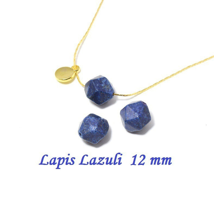 Vente au détail x2 perles en lapis lazuli 12x12 mm forme géométrique octogonale