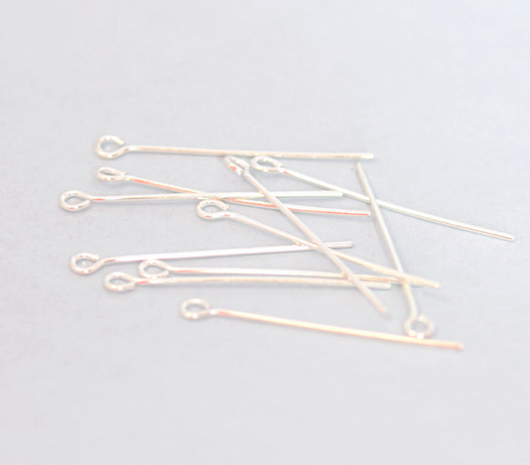 Vente clous à oeil x100 tiges eye pins argentée 38mm apprêt bijoux