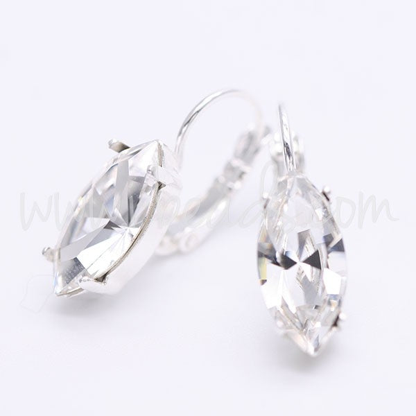 Serti boucle d'oreilles pour Cristal 4228 navette 15x7mm argenté (2) - LaMercerieDesCopines