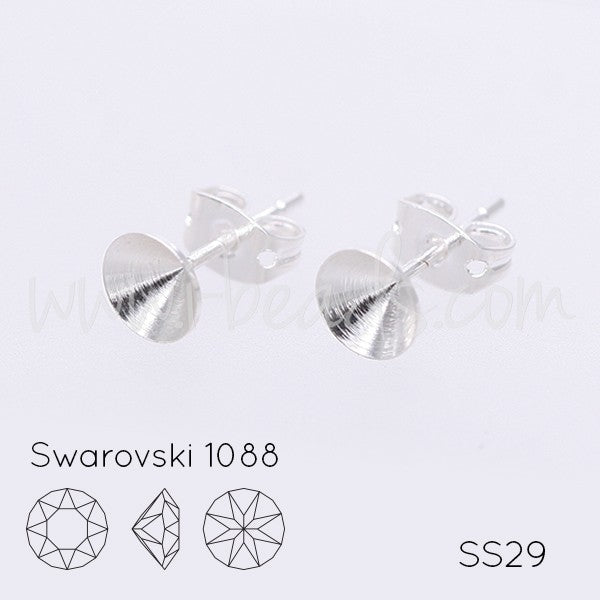 Serti boucle d'oreilles coniques pour Cristal 1088 SS29 argenté (2) - LaMercerieDesCopines