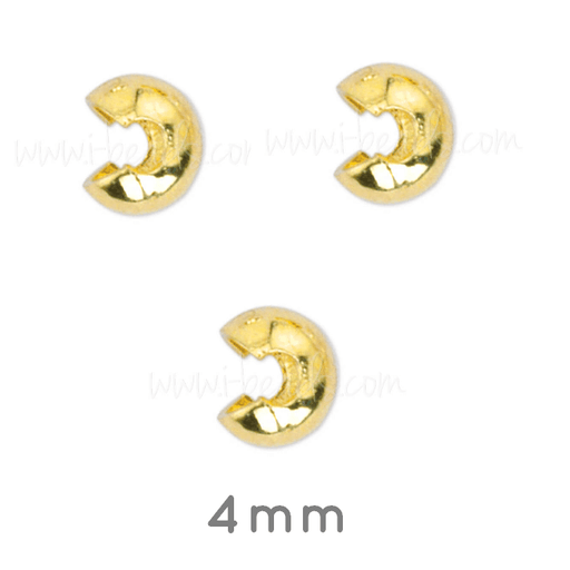 Achat Gold Metal Crimp Perle Covers Kvalitet 4 mm (10)